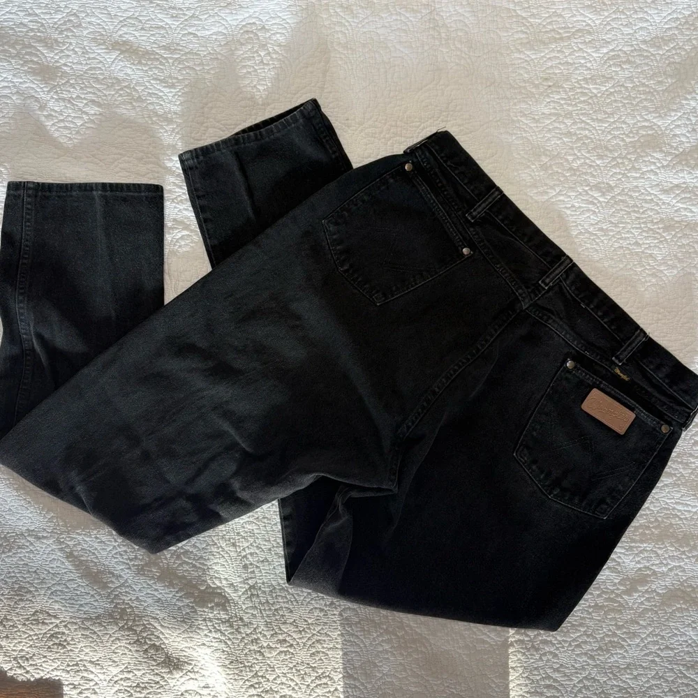 Vintage Made in USA Wrangler Black Jeans High Rise Straight Leg Men’s 40x30 - Picture 10 of 12